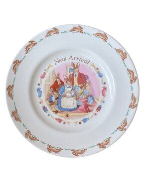 Royal Doulton Bunnykins NEW ARRIVAL Plate Bone China 8" Collectible Nursery Art